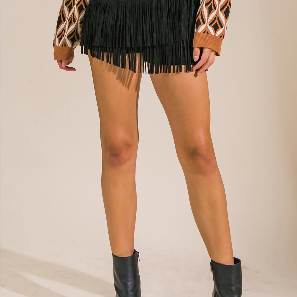 Chic Black Fringe Skirt